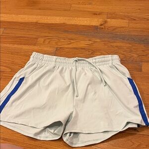 Women's Athletic Shorts in Light Gray with Blue Accents